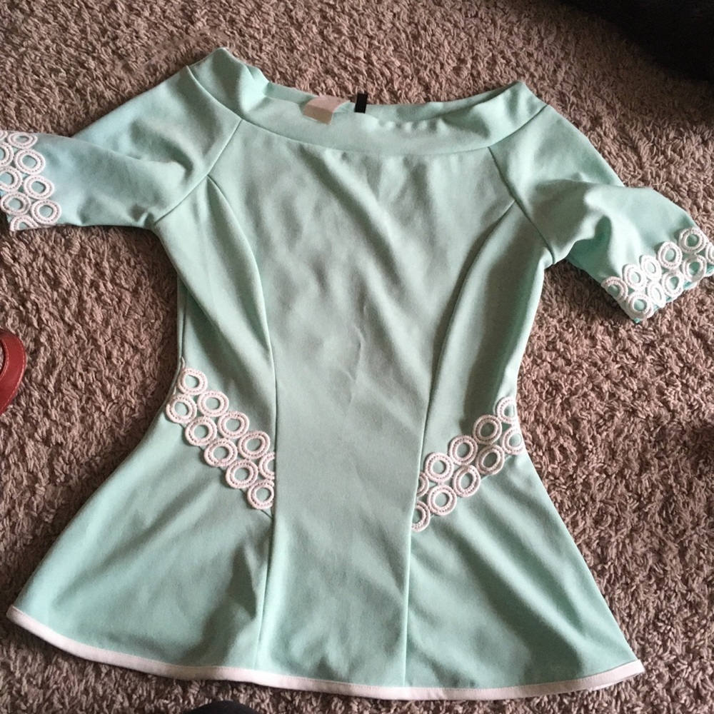Green off shoulder top